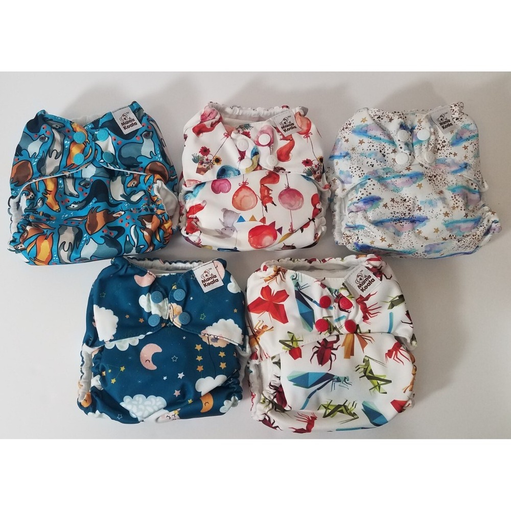 5-Mama Koala Stay Dry Pocket Diapers ONE SIZE Unisex Baby NEW